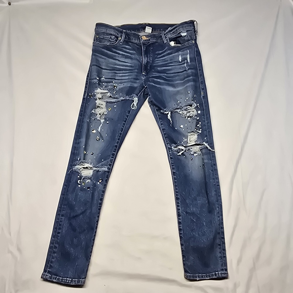 True Religion Liv Low‎ Rise Relaxed Skinny Jeans Women Size 30x28 Distressed...